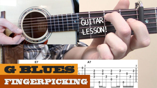 "G Blues Fingerpicking" | Intermediate Guitar Lesson with TAB