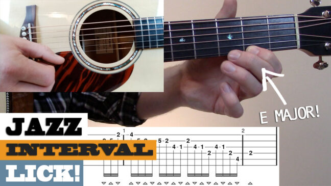 "Jazz Interval Lick in E" - Playing with "Inflection" | Intermediate Guitar Lesson with TAB